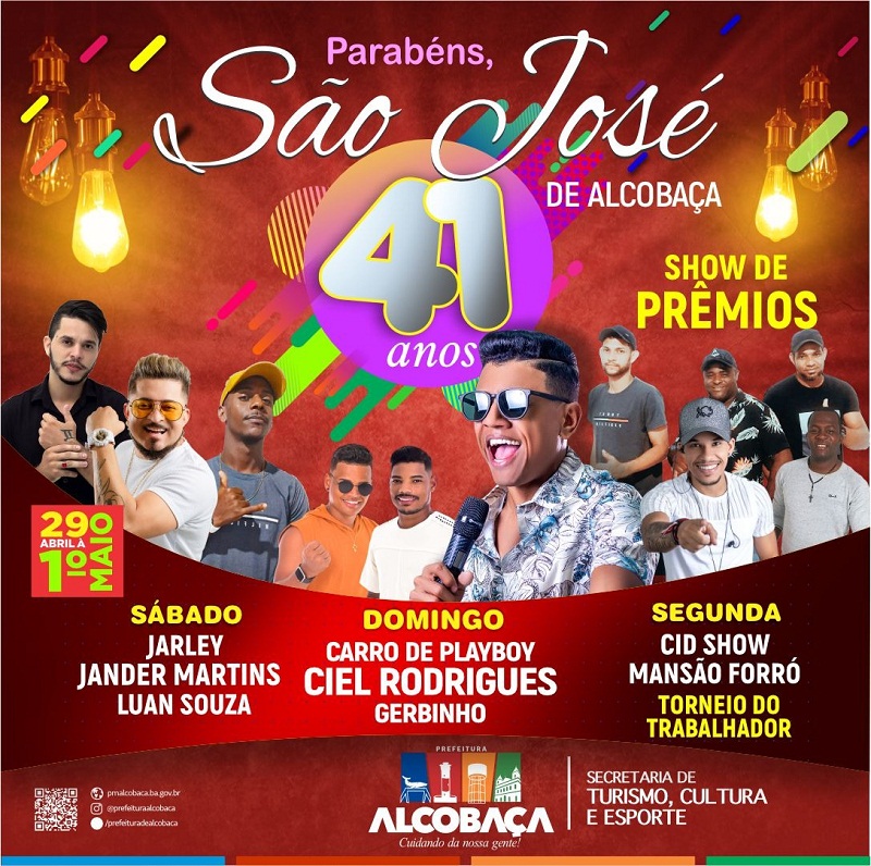 Prefeitura de Alcobaça promove festa em comemoração aos 41 anos do Distrito de São José: Veja a Programação
