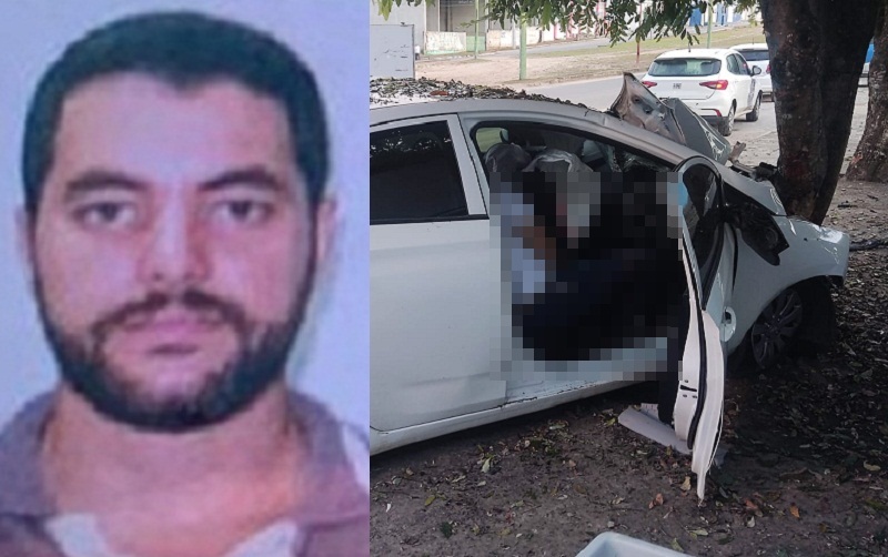 Homem morre após acidente de carro na Avenida das Nações próximo da Rotatória da Melancia em Teixeira