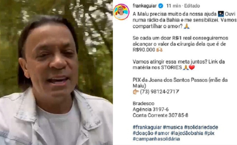 Vídeo: Cantor Frank Aguiar entra na Campanha para a Cirurgia de Malu: Criança precisa urgentemente de uma cirurgia de alto cus